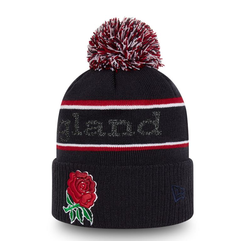 Gorras New Era Beanies Azules - England Rugby Reflective Bobble Knit Hat 14905WVPZ